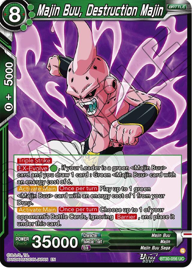 Majin Buu, Destruction Majin BT30-056 card from Three Glorious Fighters