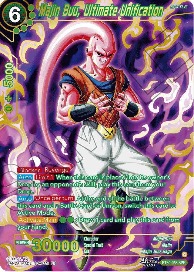 Majin Buu, Ultimate Unification (SPR) BT30-058 card from Three Glorious Fighters