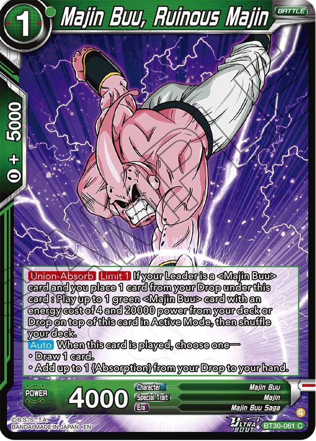 Majin Buu, Ruinous Majin BT30-061 card from Three Glorious Fighters