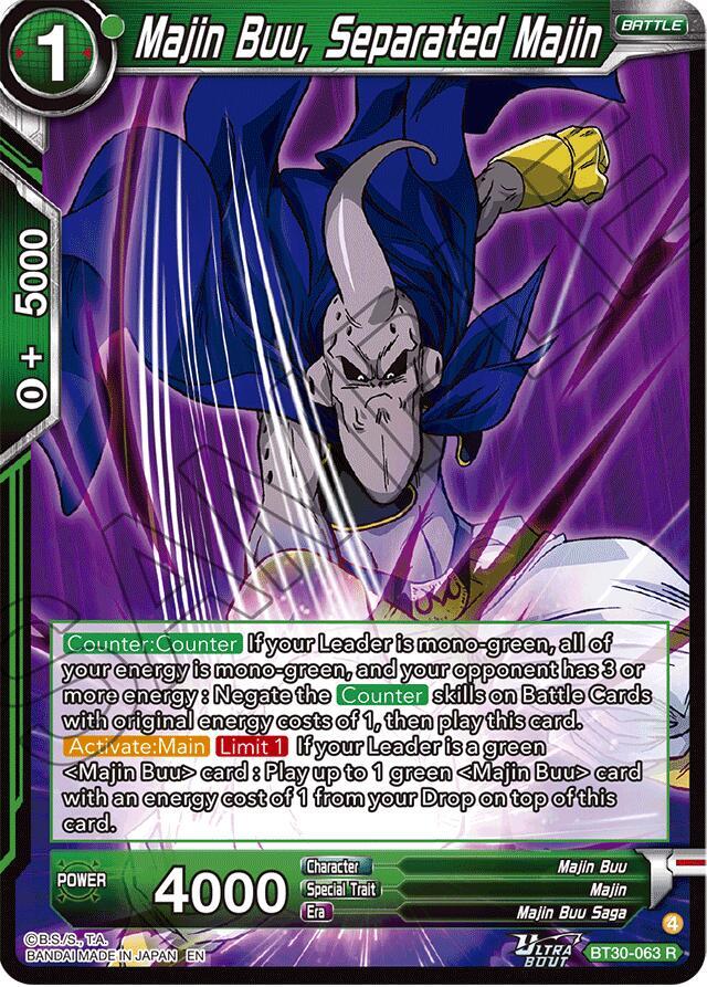 Majin Buu, Separated Majin BT30-063 card from Three Glorious Fighters