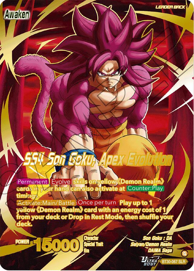 SS4 Son Goku (Mini) // SS4 Son Goku, Apex Evolution (SLR) BT30-067 card from Three Glorious Fighters