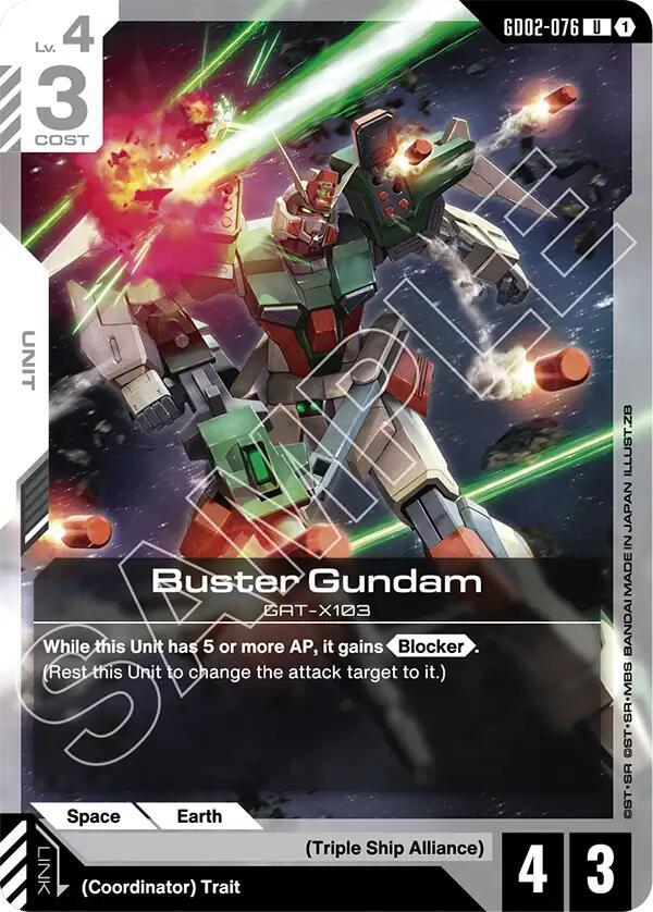 Buster Gundam GD02-076 card from Starter Deck 09: Destiny Ignition