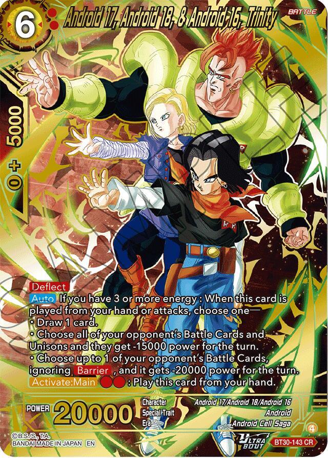 Android 17, Android 18, & Android 16, Trinity BT30-143 card from Three Glorious Fighters