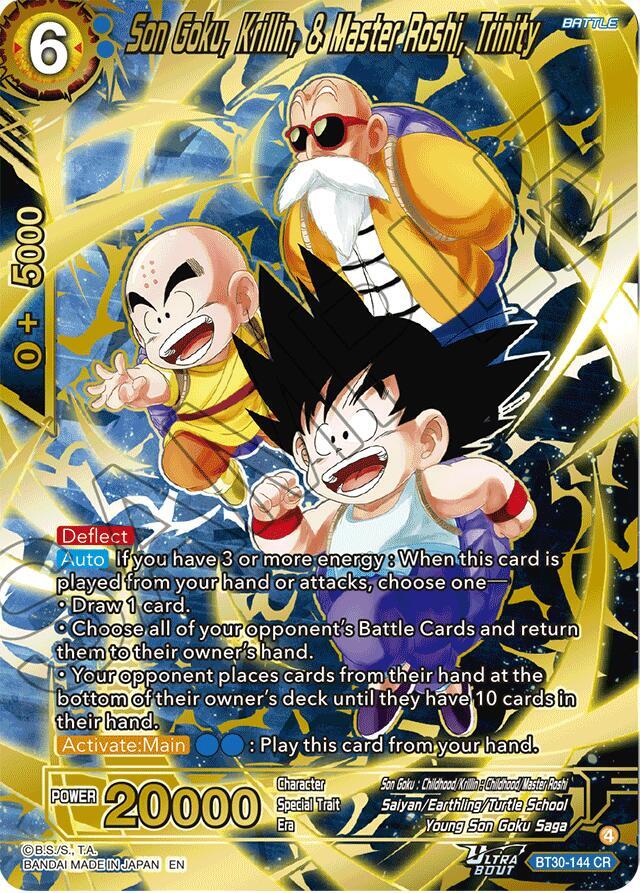 Son Goku, Krillin, & Master Roshi, Trinity BT30-144 card from Three Glorious Fighters