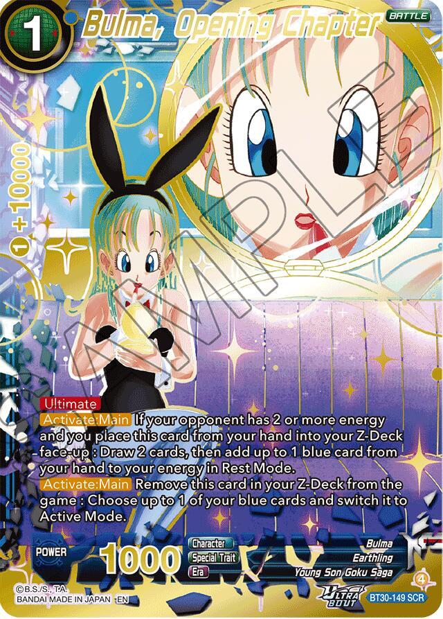 Bulma, Opening Chapter (SCR) BT30-149 card from Three Glorious Fighters