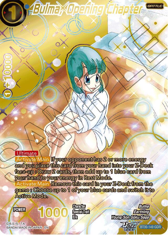 Bulma, Opening Chapter (GDR) BT30-149 card from Three Glorious Fighters