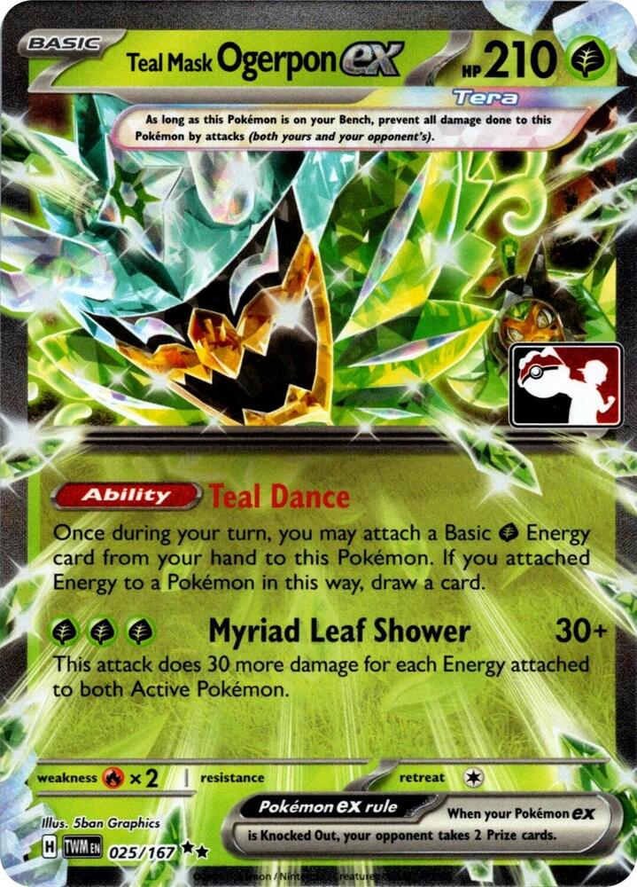 Teal Mask Ogerpon ex (Prize Pack Series 7) 025/167 card from Prize Pack Series Cards