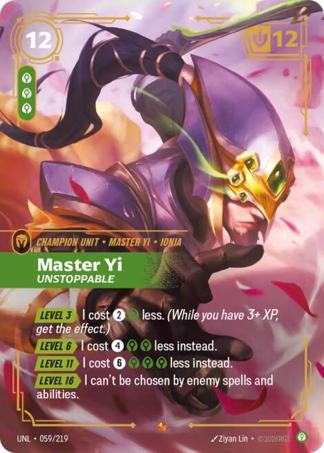 Master Yi - Unstoppable 059/219 card from Unleashed
