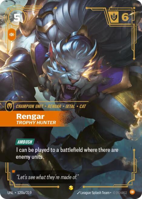 Rengar - Trophy Hunter (Alternate Art) 120a/219 card from Unleashed