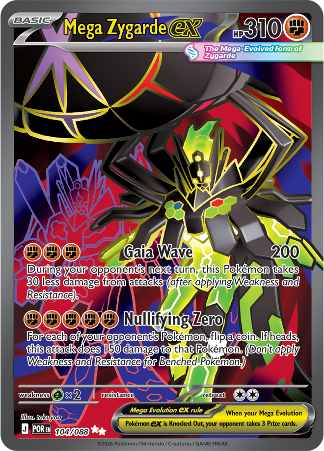Mega Zygarde ex 104/088 card from ME03: Perfect Order