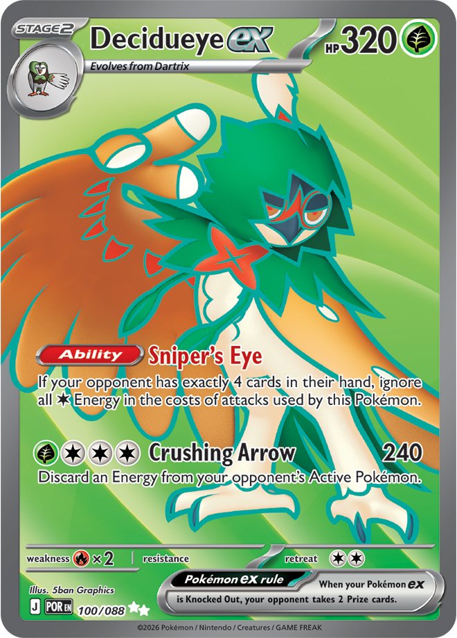 Decidueye ex 100/088 card from ME03: Perfect Order