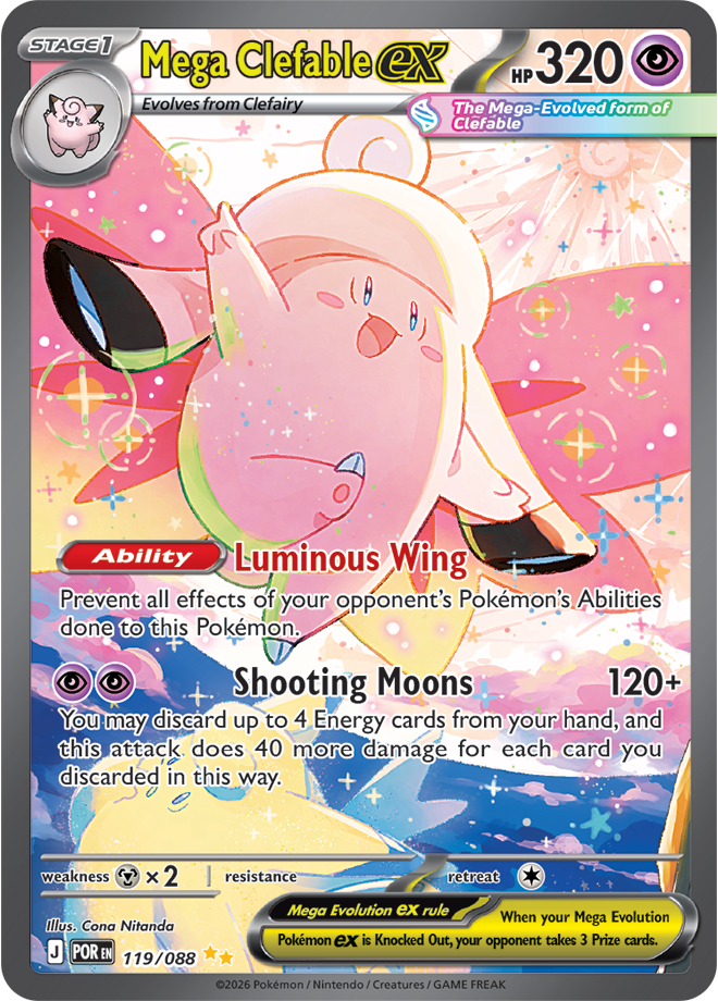 Mega Clefable ex 119/088 card from ME03: Perfect Order