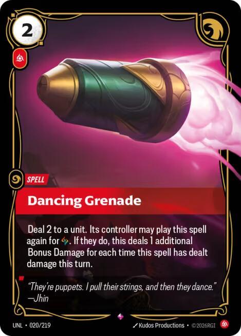 Dancing Grenade 020/219 card from Unleashed