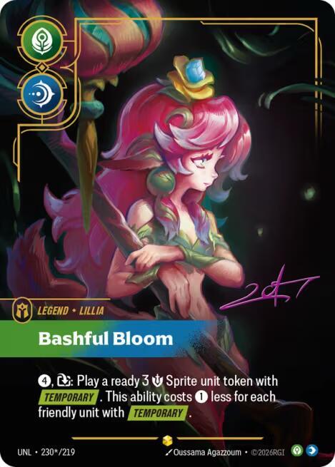 Lillia - Bashful Bloom (Signature) 230*/219 card from Unleashed