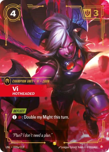 Vi - Hotheaded (Alternate Art) 030a/219 card from Unleashed