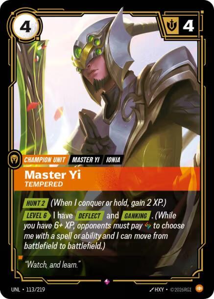 Master Yi - Tempered 113/219 card from Unleashed