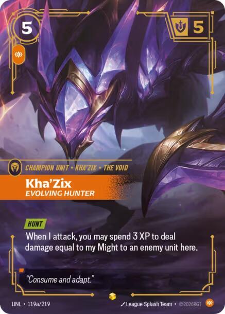 Kha'Zix - Evolving Hunter (Alternate Art) 119a/219 card from Unleashed