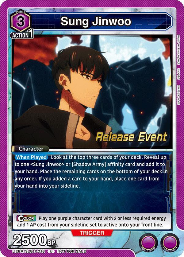 Sung Jinwoo UE17BT/SLG-1-018 card from UE17BT: SOLO LEVELING Release Event Cards