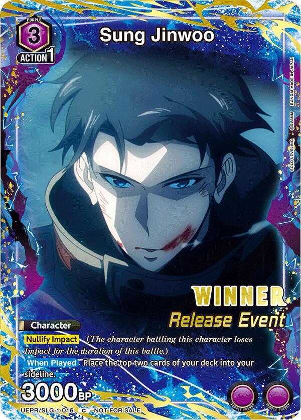 Sung Jinwoo (Release Event Winner) UE17BT/SLG-1-016 card from UE17BT: SOLO LEVELING Release Event Cards
