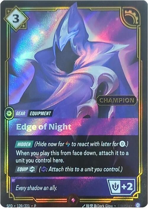 Edge of Night (Champion) 139/221 card from Riftbound Organized Play Promotional Cards
