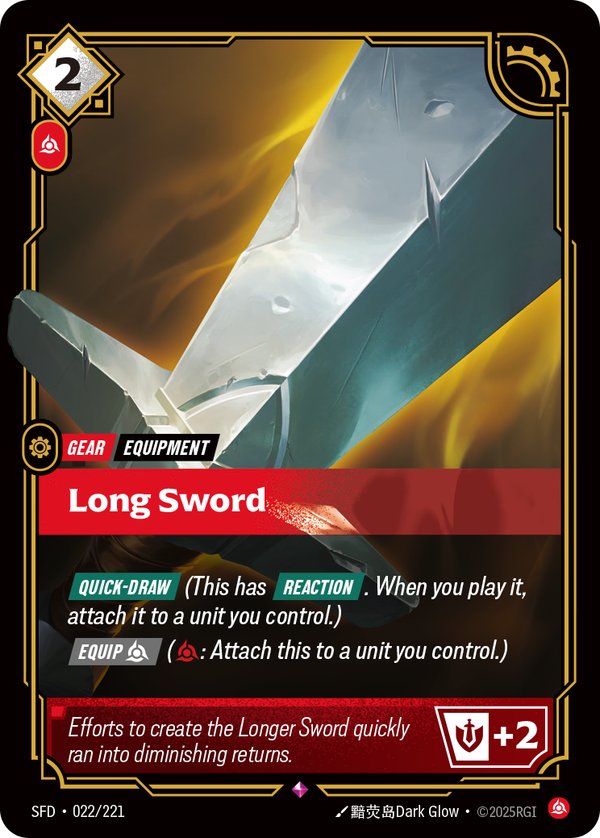 Long Sword (Top 8) 022/221 card from Riftbound Organized Play Promotional Cards