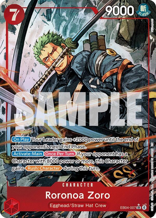 Roronoa Zoro (Alternate Art) EB04-007 card from Adventure on Kami's Island