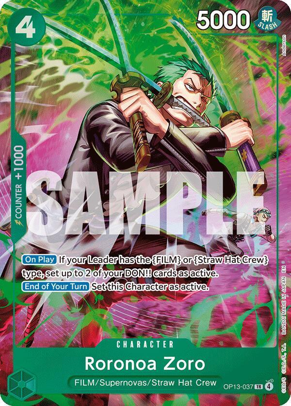 Roronoa Zoro OP13-037 card from Adventure on Kami's Island