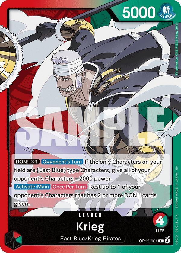 Krieg OP15-001 card from Adventure on Kami's Island