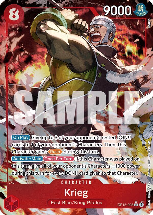 Krieg (Alternate Art) OP15-008 card from Adventure on Kami's Island