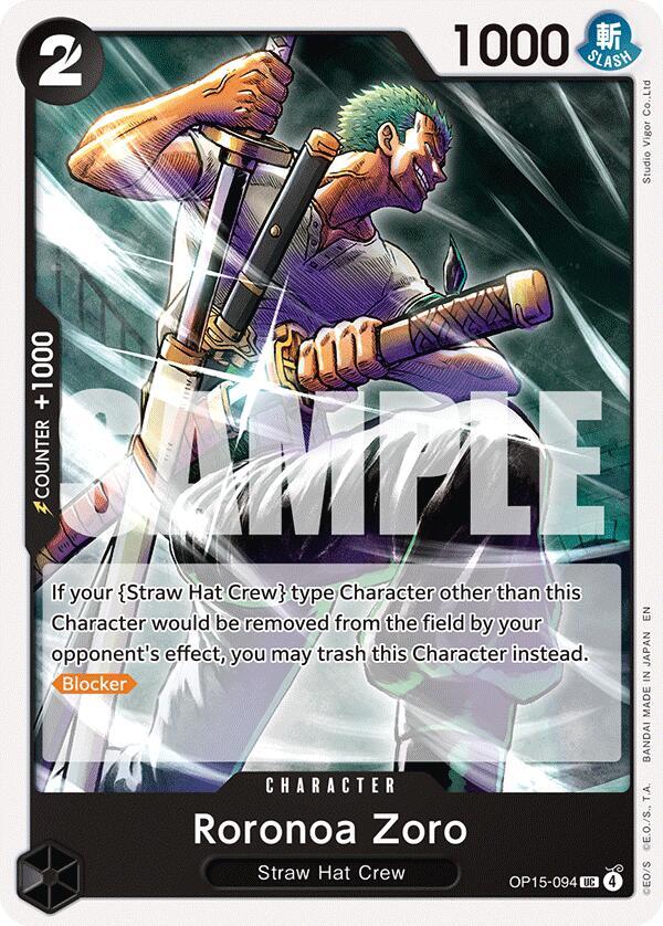 Roronoa Zoro OP15-094 card from Adventure on Kami's Island