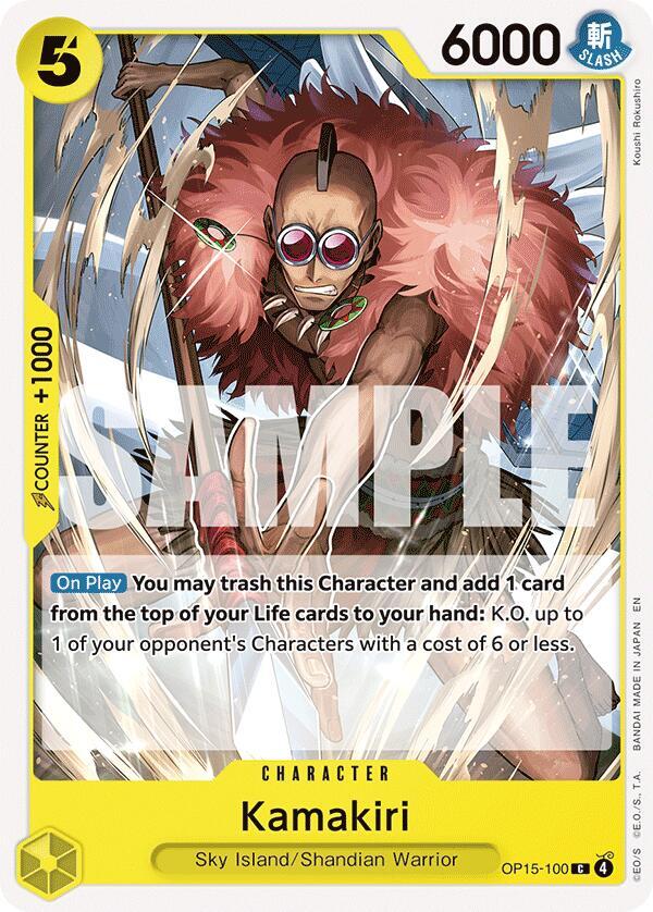 Kamakiri OP15-100 card from Adventure on Kami's Island