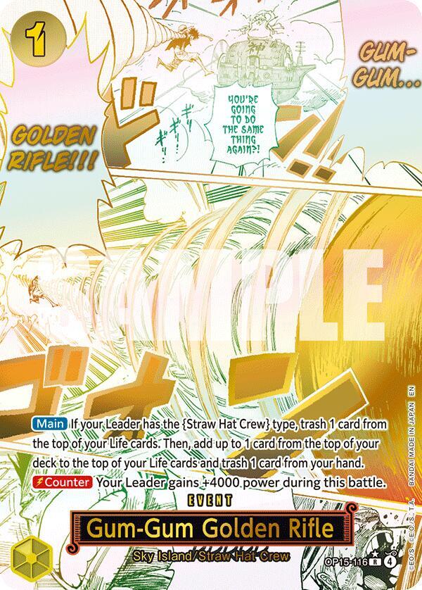 Gum-Gum Golden Rifle (Alternate Art) OP15-116 card from Adventure on Kami's Island