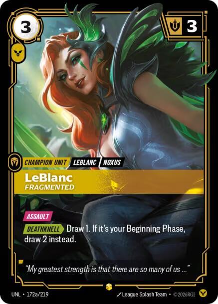 LeBlanc - Fragmented (Alternate Art) 172a/219 card from Unleashed