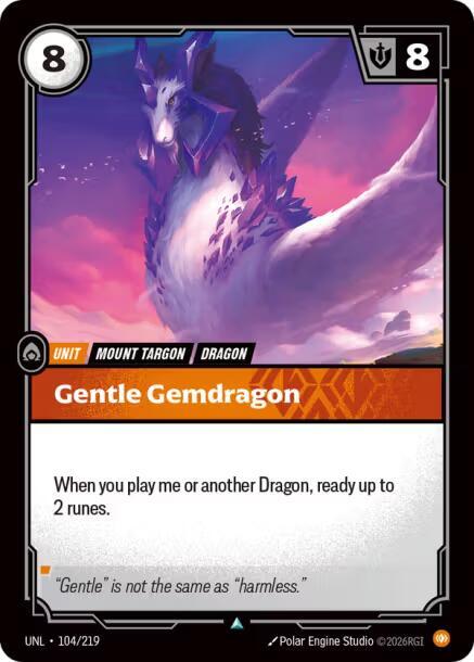 Gentle Gemdragon 104/219 card from Unleashed