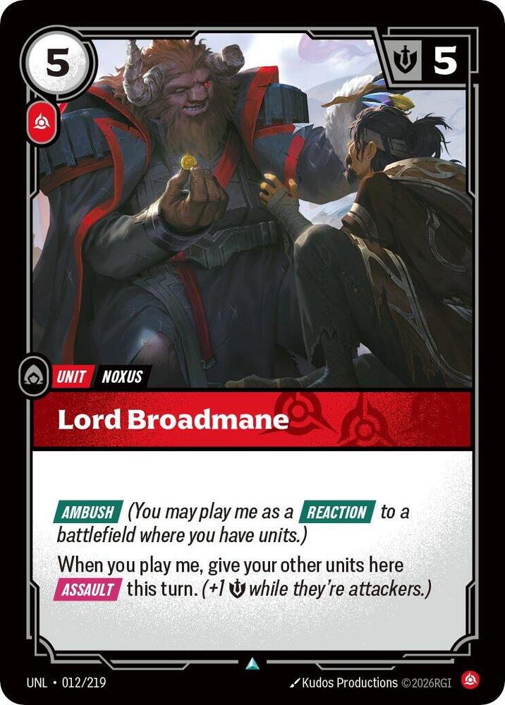 Lord Broadmane 012/219 card from Unleashed