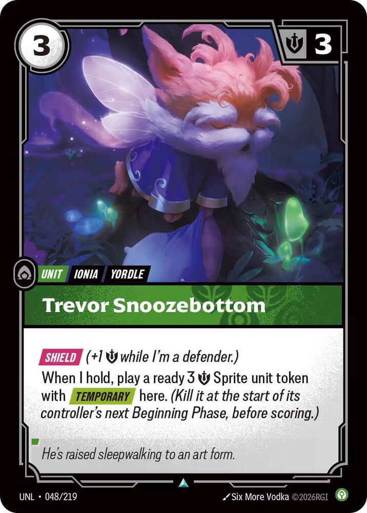 Trevor Snoozebottom 048/219 card from Unleashed