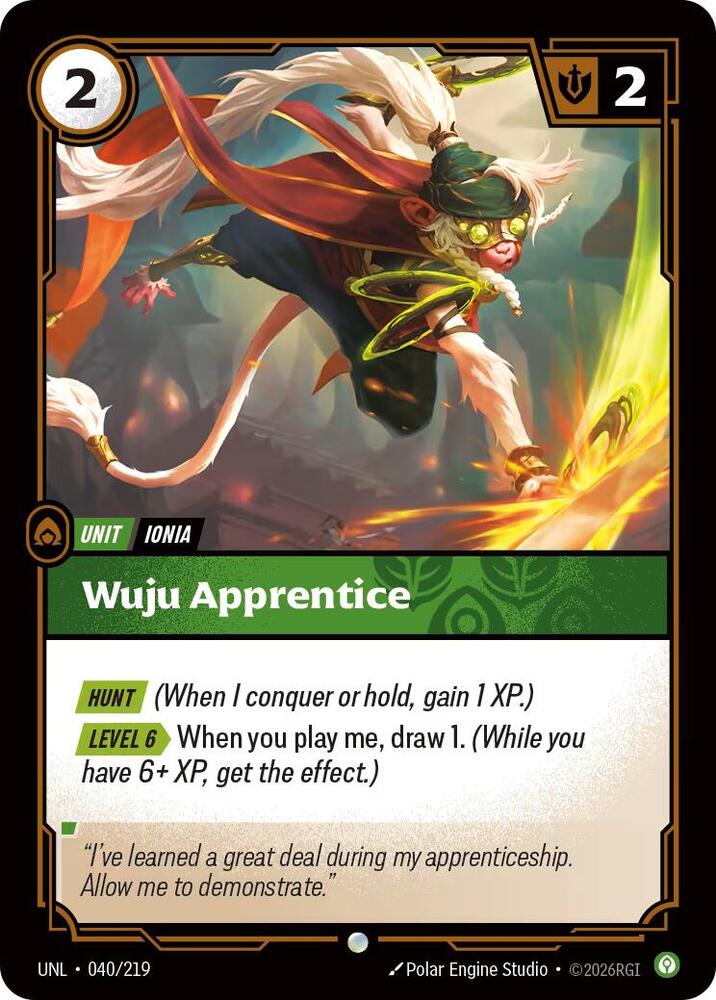 Wuju Apprentice 040/219 card from Unleashed