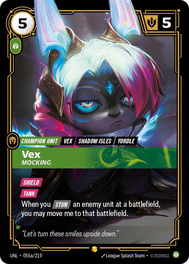Vex - Mocking (Alternate Art) 055a/219 card from Unleashed