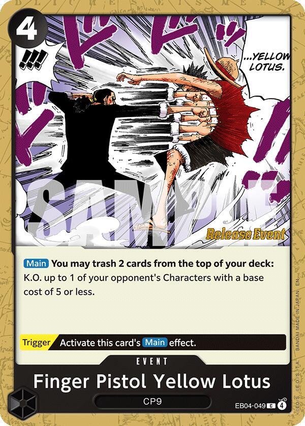 Finger Pistol Yellow Lotus EB04-049 card from Adventure on Kami's Island Release Event Cards