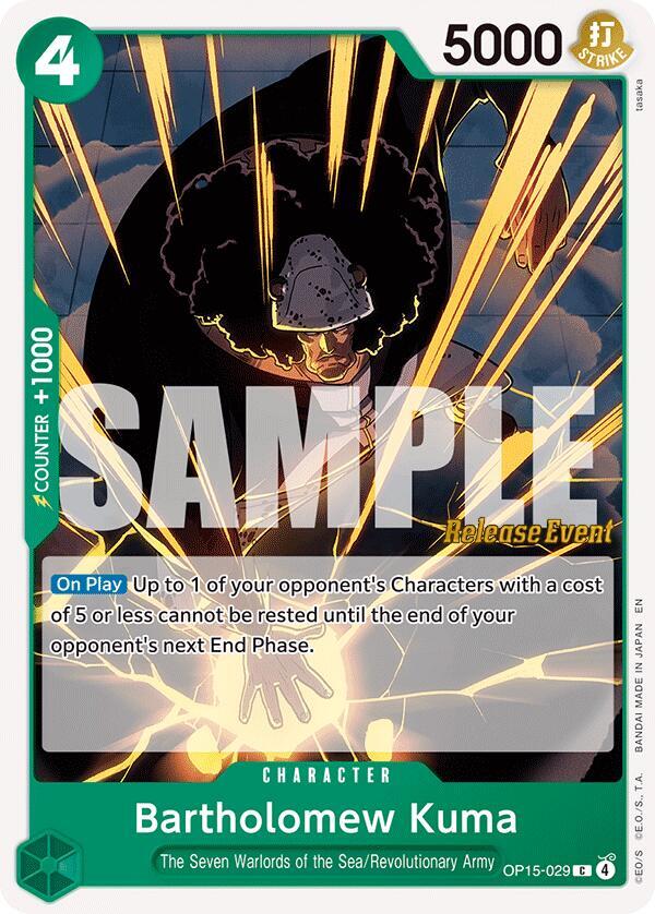 Bartholomew Kuma OP15-029 card from Adventure on Kami's Island Release Event Cards