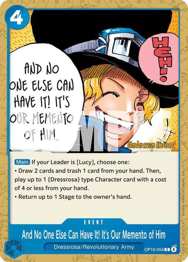 And No One Else Can Have It! It's Our Memento of Him OP15-054 card from Adventure on Kami's Island Release Event Cards