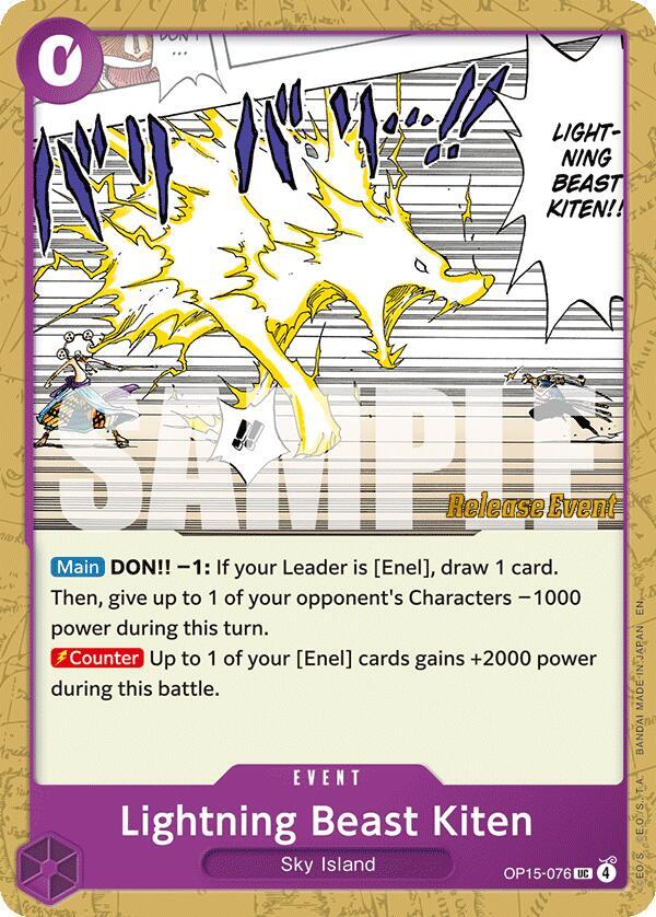 Lightning Beast Kiten OP15-076 card from Adventure on Kami's Island Release Event Cards