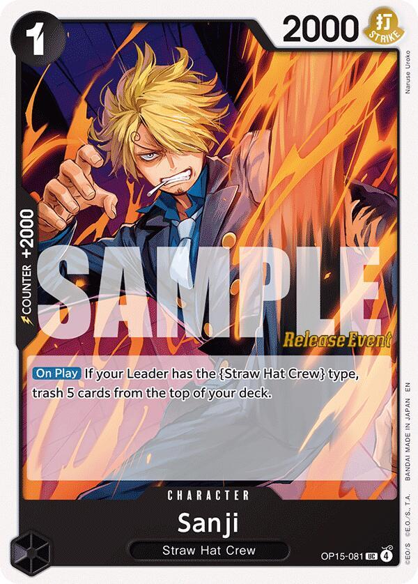Sanji OP15-081 card from Adventure on Kami's Island Release Event Cards