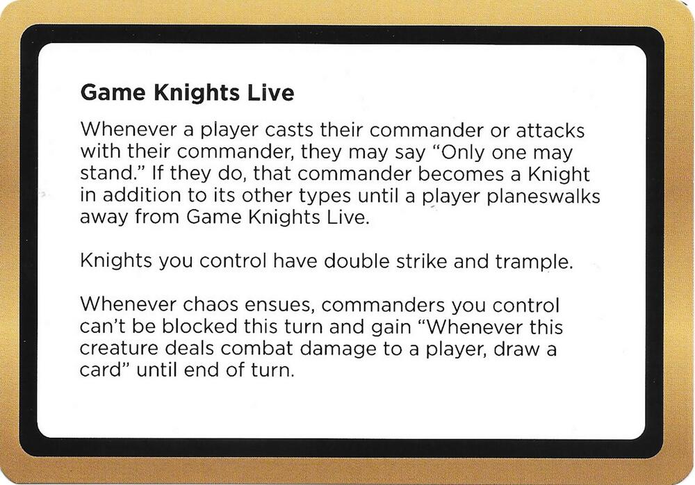 Game Knights Live (Black Lotus Unknown Planechase) card from Oversize Cards