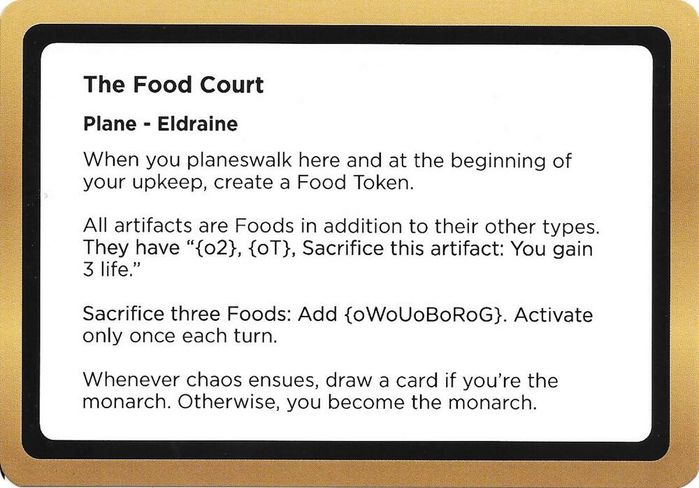 The Food Court (Black Lotus Unknown Planechase) card from Oversize Cards
