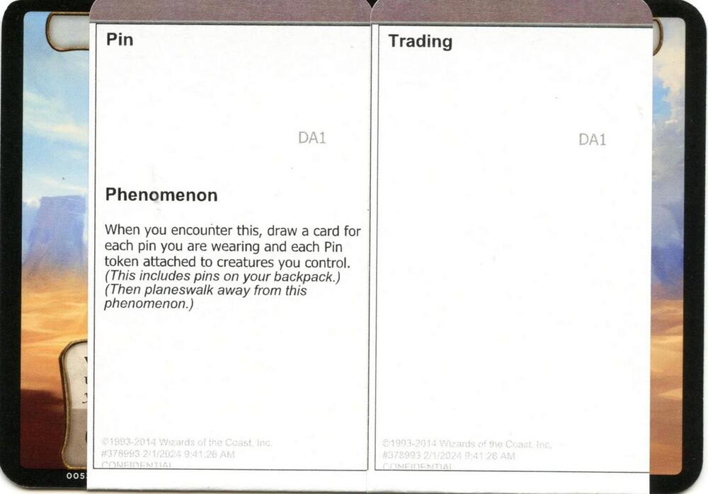 Pin Trading (Black Lotus Unknown Planechase) card from Oversize Cards