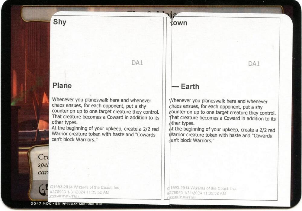 Shy Town (Black Lotus Unknown Planechase) card from Oversize Cards