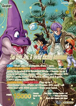 Son Goku, Pan, & Trunks // Son Goku, Pan, & Trunks, Exciting Adventures (SLR) BT30-108 card from Three Glorious Fighters