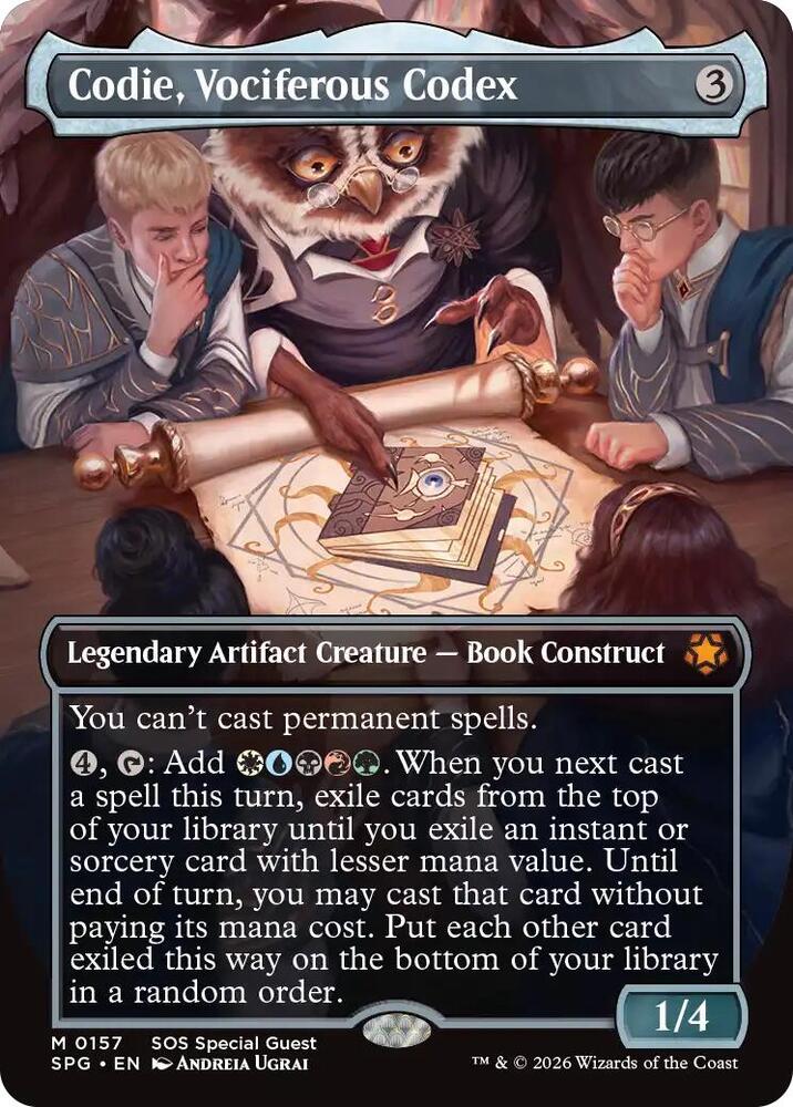 Codie, Vociferous Codex (Borderless) 157 card from Special Guests