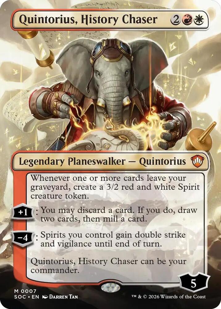 Quintorius, History Chaser (Borderless) 7 card from Commander: Secrets of Strixhaven
